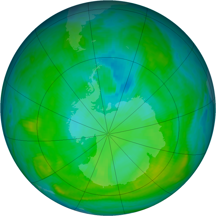 Antarctic ozone map for 27 January 1981